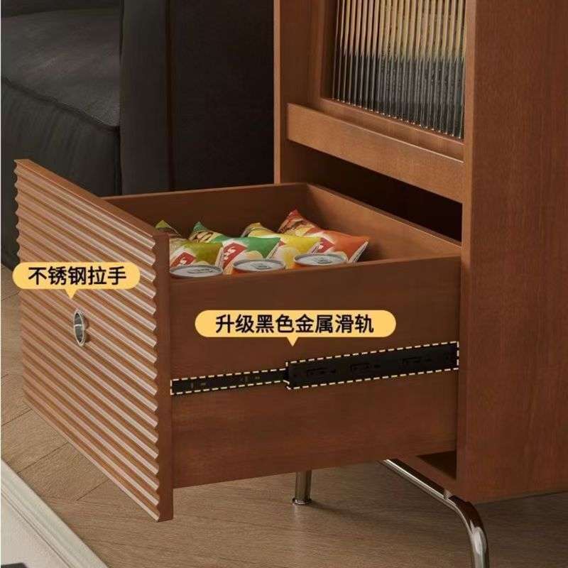 实木中古书柜杂志柜日式简约客厅一体立柜沙发边柜复古储物展示柜