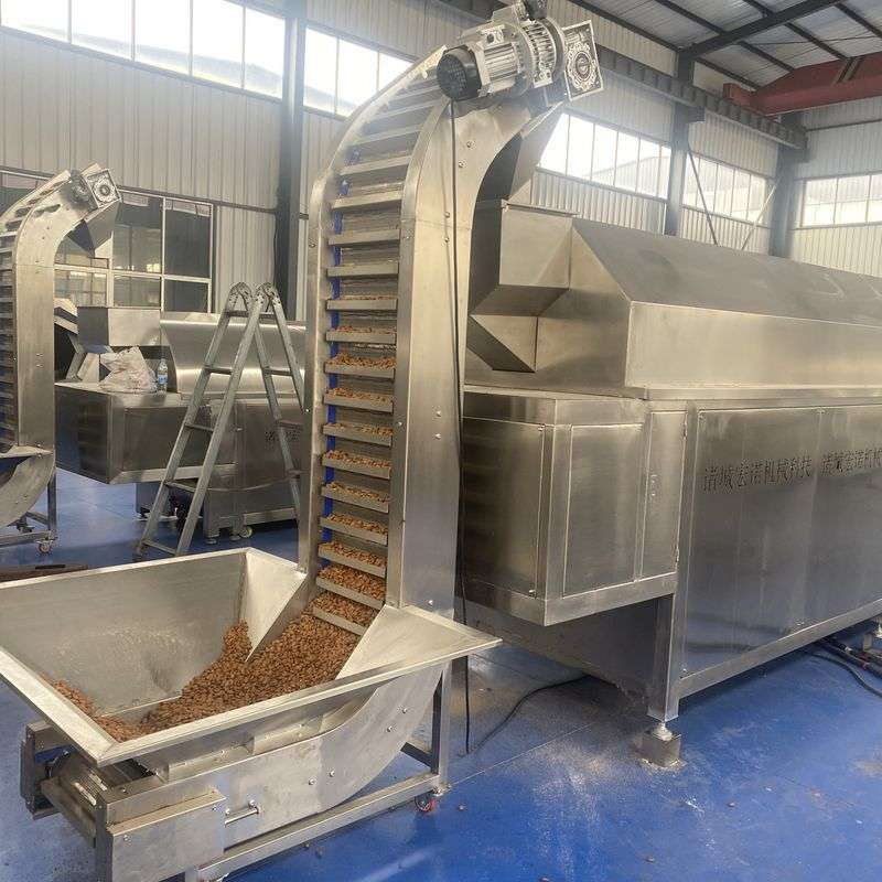 坚果炒制机自动控温电磁烘干设备丹参川贝连续式滚筒炒料机流水线