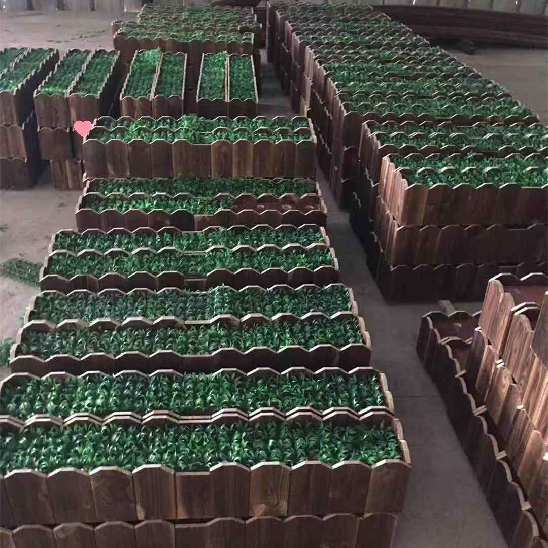 竹子底座防腐木质栅栏植物碳化花槽假绿植底坐花盆栽低座