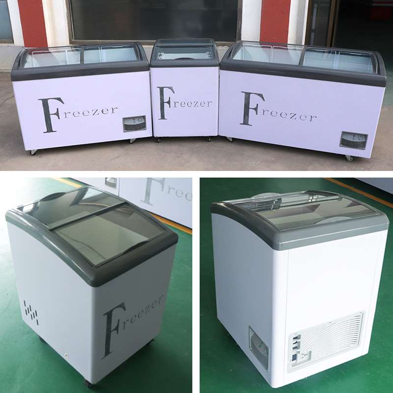 小型雪糕柜展示冰柜 玻璃门迷你圆弧冷藏冷冻小冰箱 玻璃盖雪糕柜