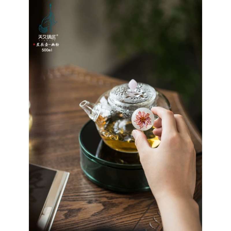 天久璃匠日式横侧把玻璃泡茶壶带过滤网陈皮煮茶壶电陶炉煮沸水壶