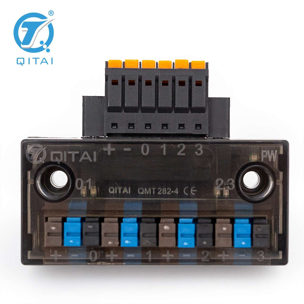 QMT282-4端子台IO信号分线盒弹簧接线带防尘盖快速接线导轨式并线