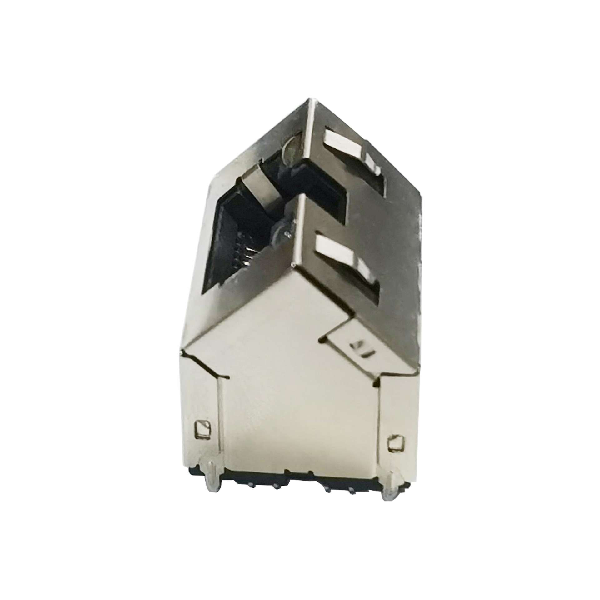 RJ45 45°连接器 以太网网口RJ45母座带灯45度插口 网线接口