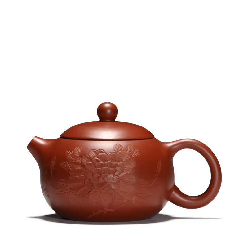 宜兴紫砂壶 原矿大红袍 朱泥 黑朱砂 花开富贵 西施壶 茶具