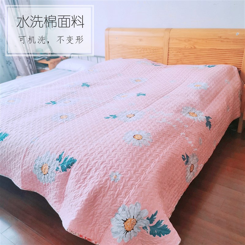韩式双面两用蓝色夹棉床单绗缝夏凉被榻榻米铺垫床盖单件床上用品