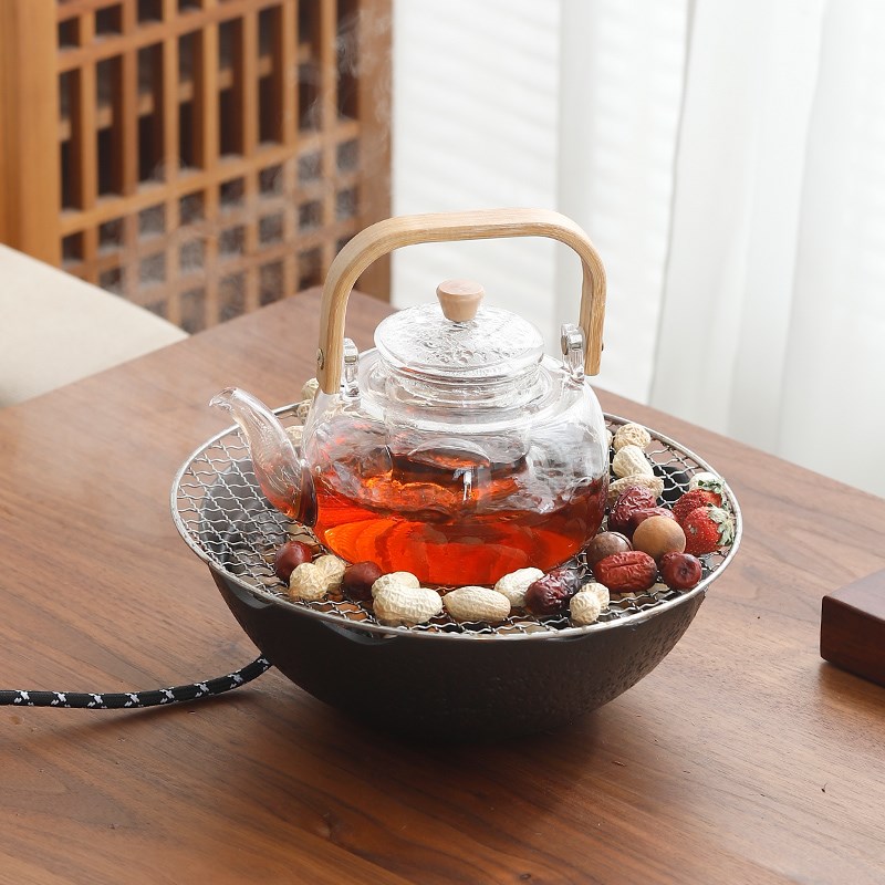 围炉煮茶插电电陶炉家用室内烤橘子白茶煮茶器玻璃茶壶泡茶套装