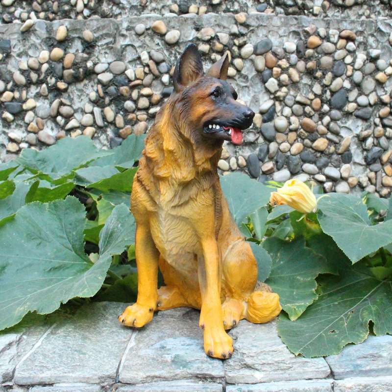 仿真树脂小狼狗装饰德国牧羊犬玻璃钢工艺品雕塑桌面摆件精致