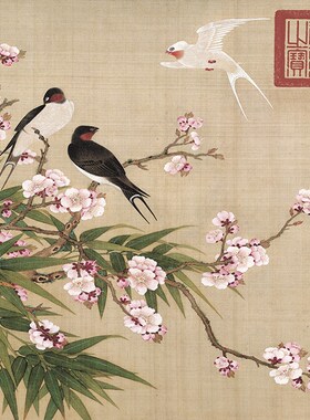余稚花鸟字画名画复制品斗方形书画宣纸画心未装裱国画古画工笔画