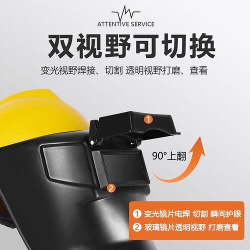 电焊面罩焊工专用头戴式高空作业安全帽式防烤脸变光面具全脸轻便
