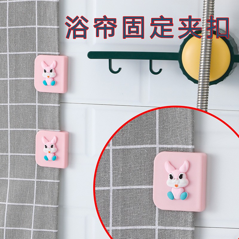 窗帘固定器挂钩防漏光浴帘扣环防飘夹子缝隙夹免打孔墙勾配件大全图片
