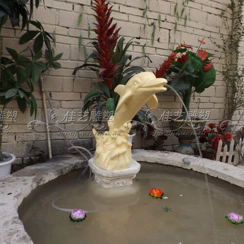 欧式玻璃钢动物雕塑艺术品客厅户外落地摆设可定制作海豚流水喷泉