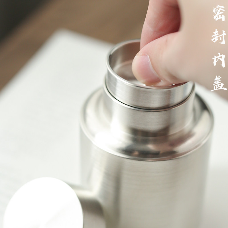 颜吉利 手工纯锡茶叶罐 小号随身锡罐复古锤纹密封茶罐 锡茶盘