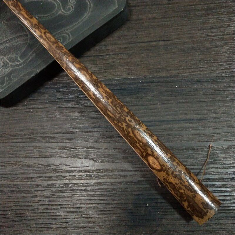 高档文玩空白宣纸折扇九寸天然斑竹老蚊帐杆梅鹿扇骨花纹凹凸感强