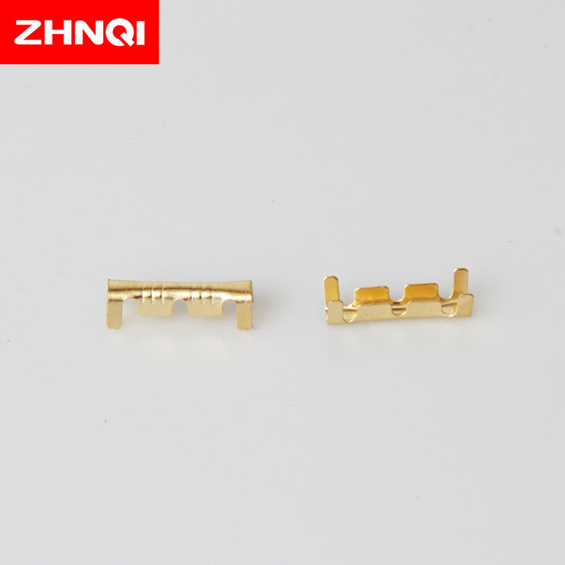 电线快接式接线端子0.5-1.5冷压连接器压线扣对接头黄铜镀银