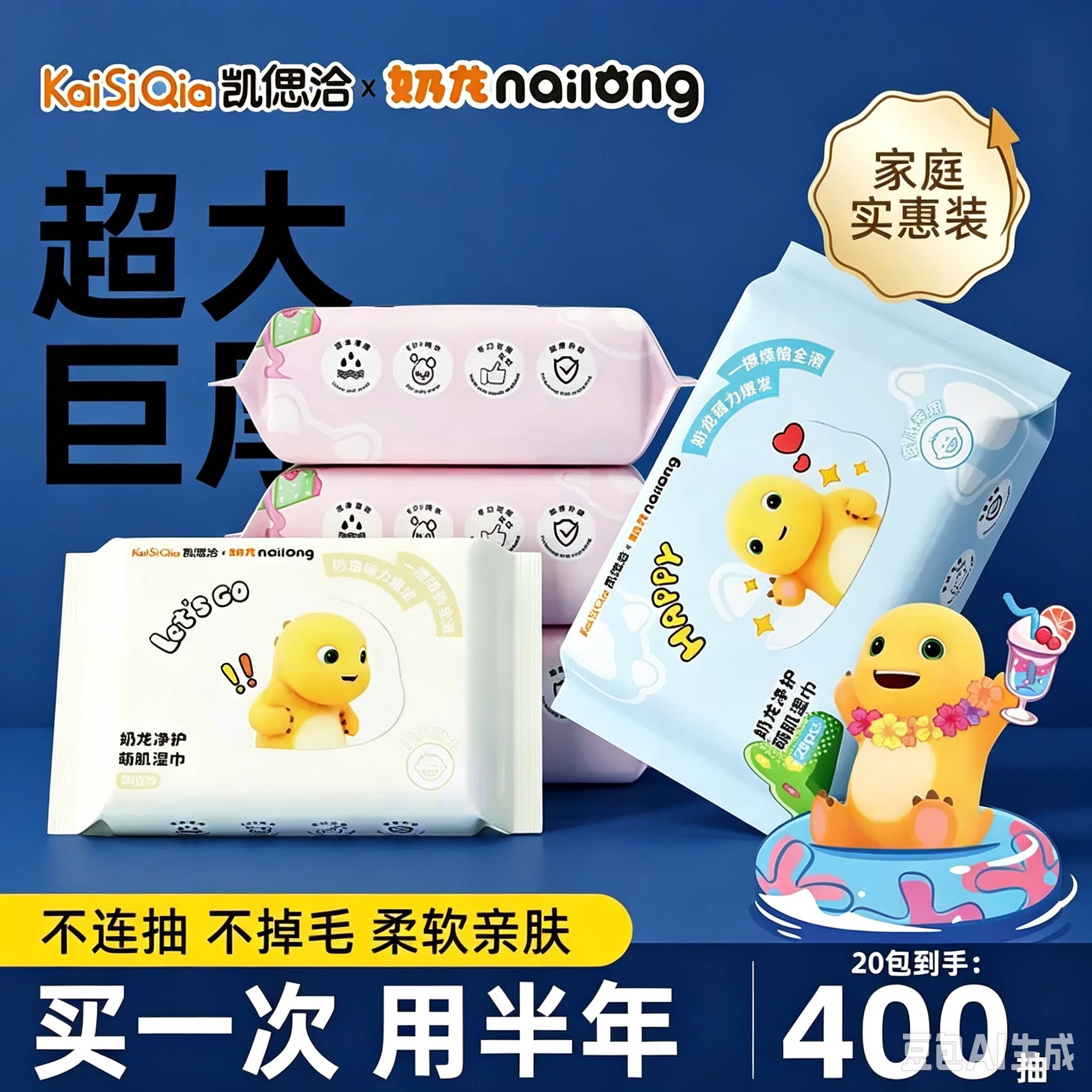 【抢！10包】凯偲洽便携婴儿湿巾宝宝手口学生擦嘴一次性湿巾ZY