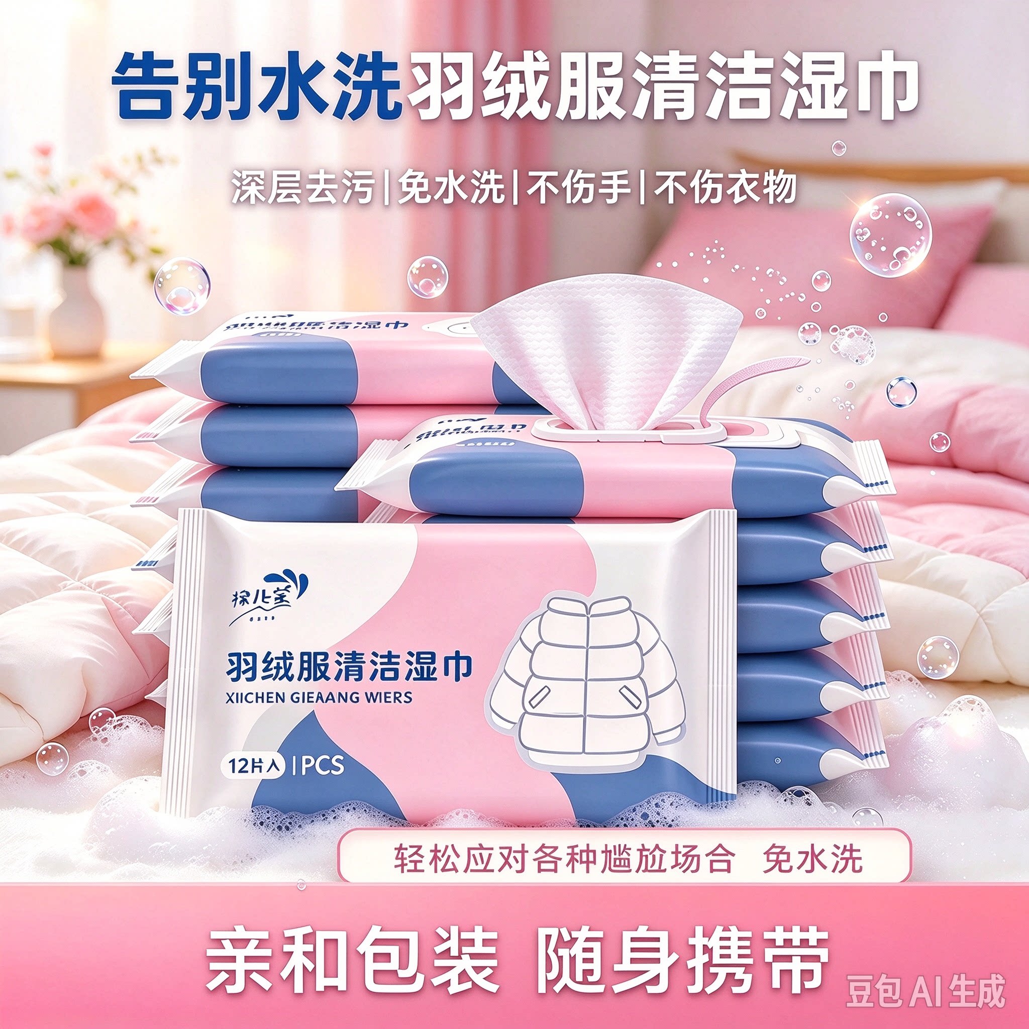 新升级羽绒服清洁湿巾便携免水洗去污火锅油污渍留香YY