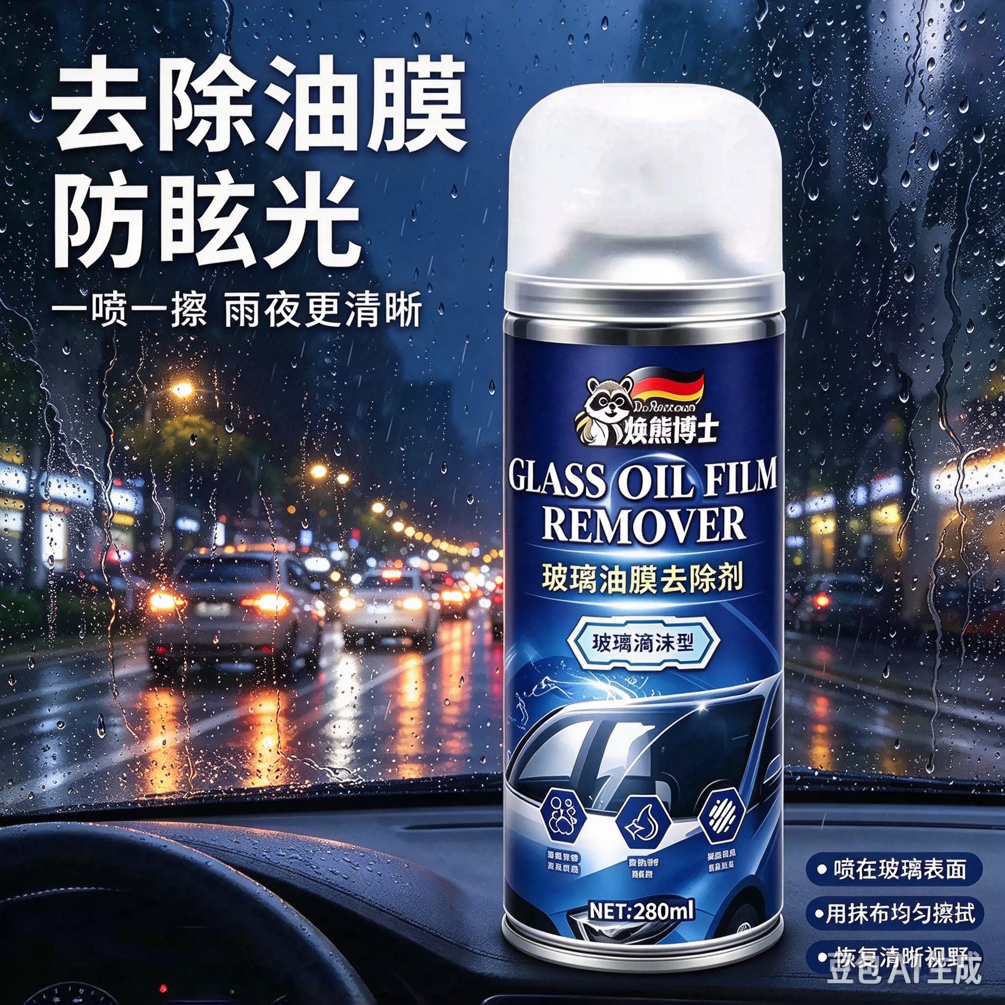 【官方正品】多功能油膜清洁前挡风玻璃后视镜下雨不挂水擦车巾YY