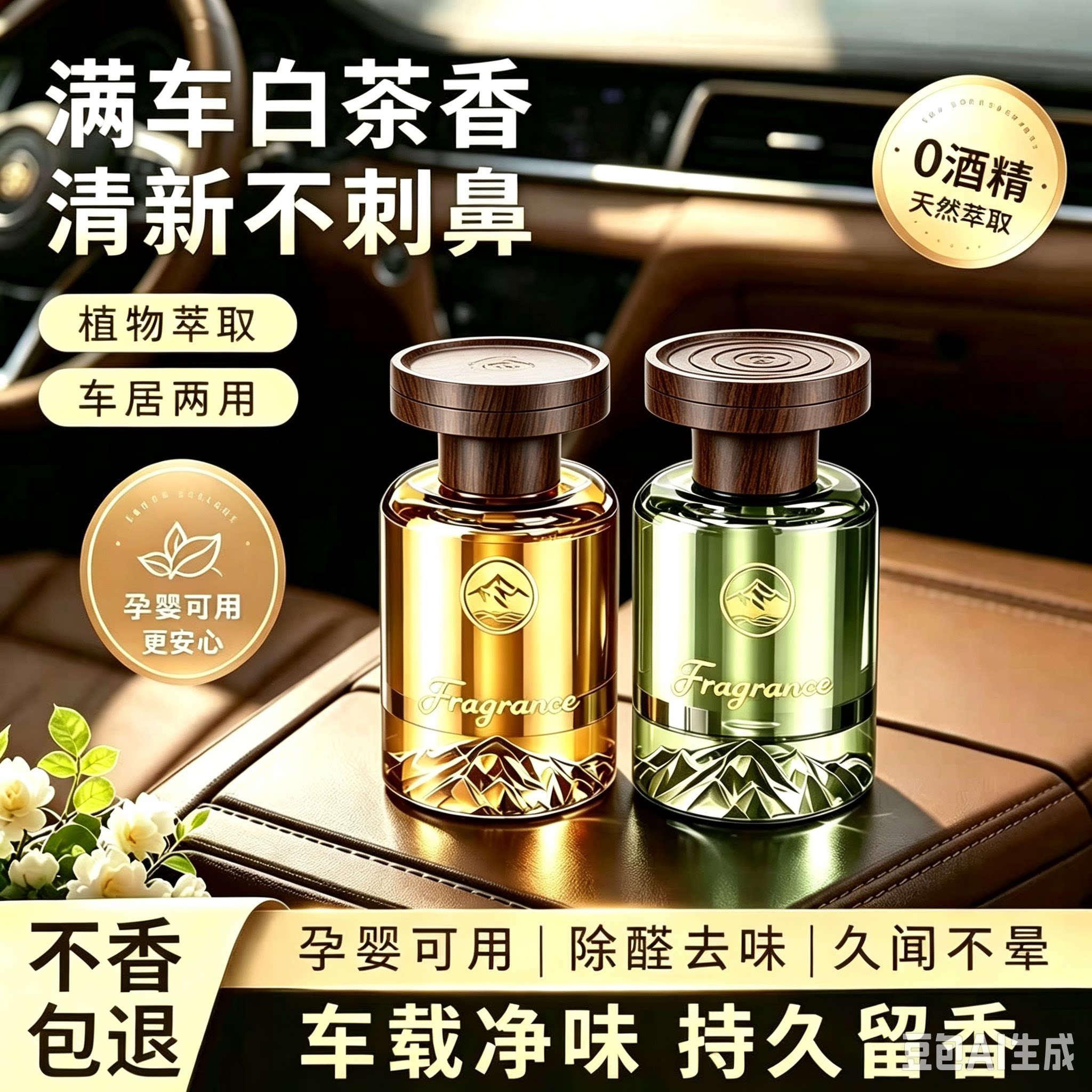 【满车飘香】观山香薰轻奢质感车载香薰清除味摆件持久高级香水JC