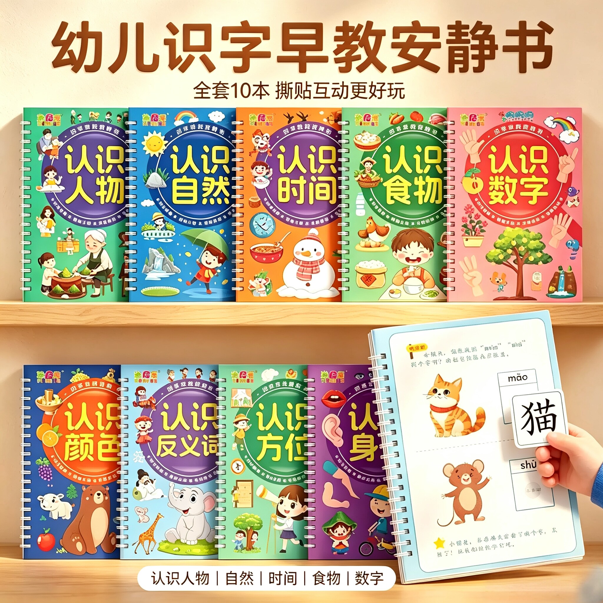 教学识字早教安静书幼儿启蒙游戏书学前认字演示教具ZY