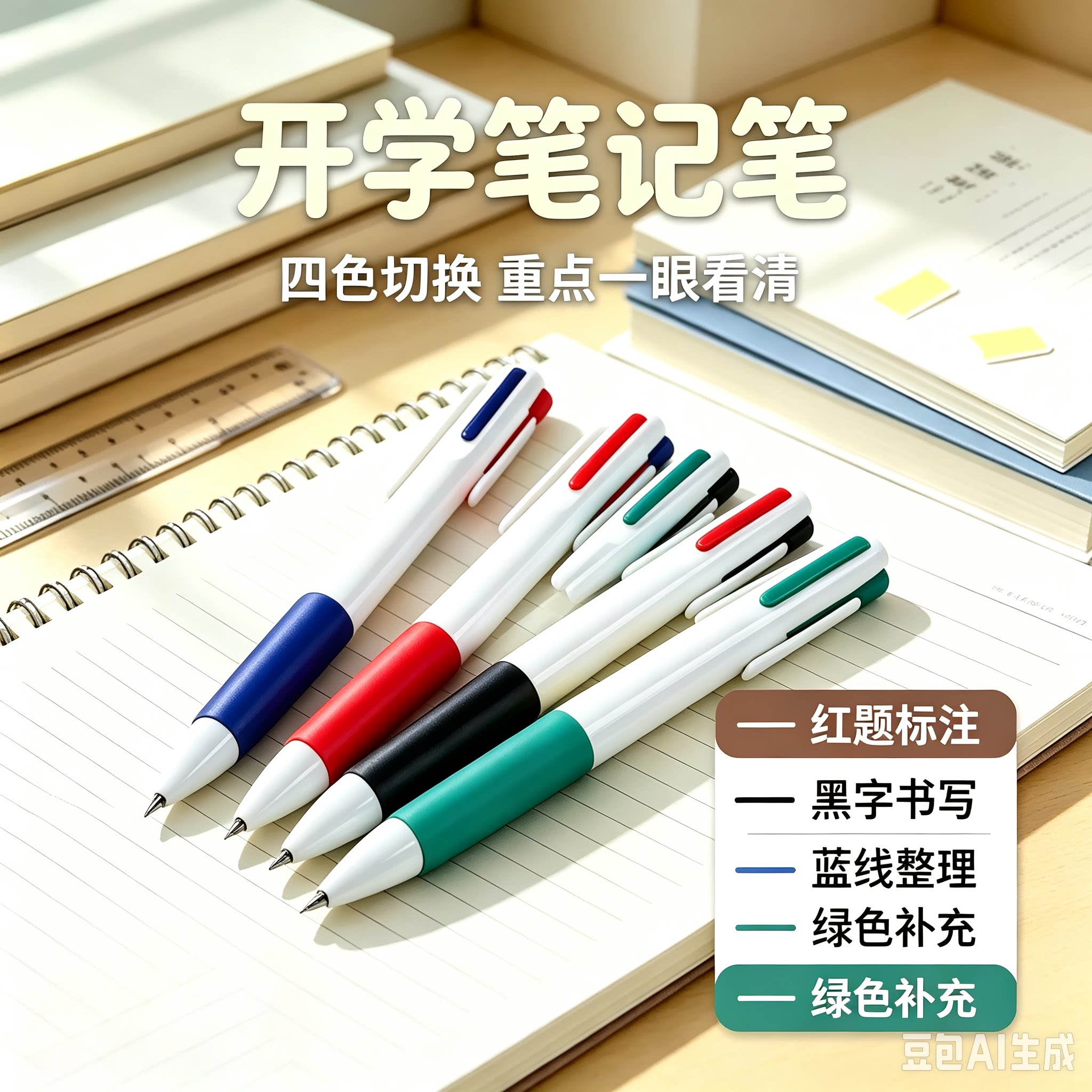 【老师推荐】多色笔按动笔多色学生用分类标记速干多色笔ZY