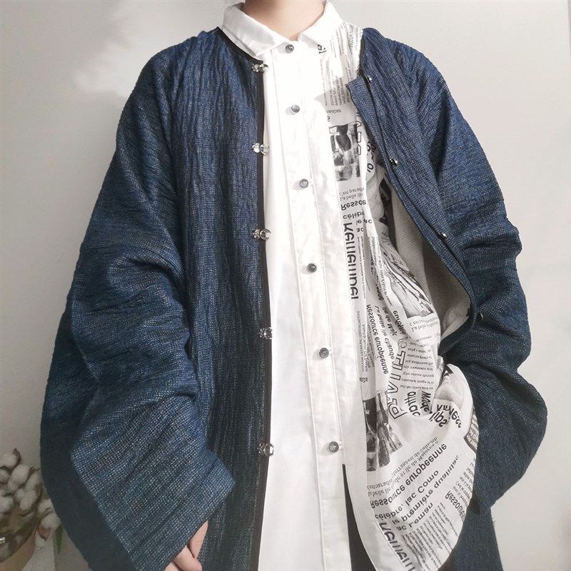 绅士#澜风伏雨 明制圆领中单男汉服日常复古棉麻外套 定陵版 春秋图片