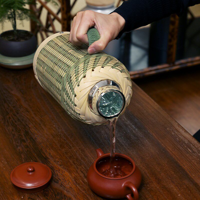 精品手工竹编热水瓶 热水壶 保温 玻璃内胆 开水瓶焖茶 电壶 保青