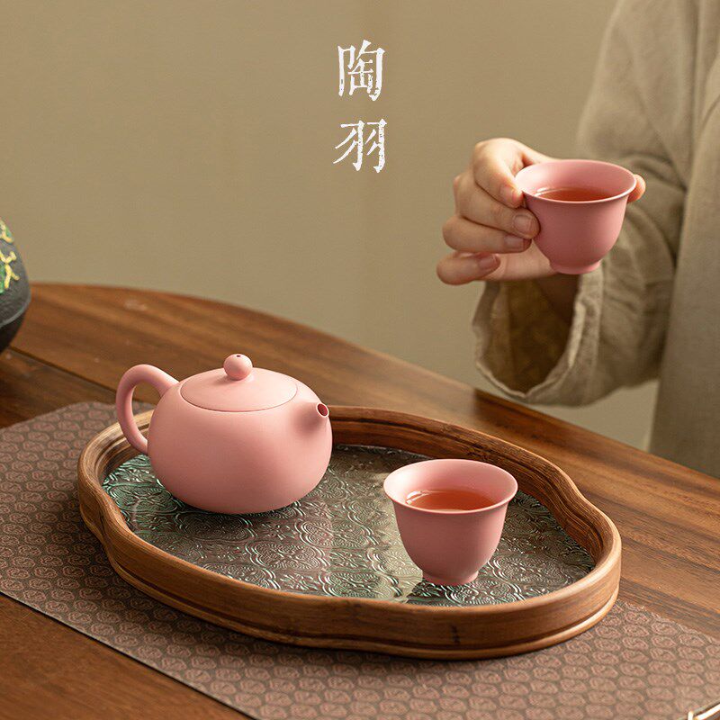 紫砂手工西施壶家用高端泡茶壶陶瓷功夫茶具礼品套装粉色女士专用