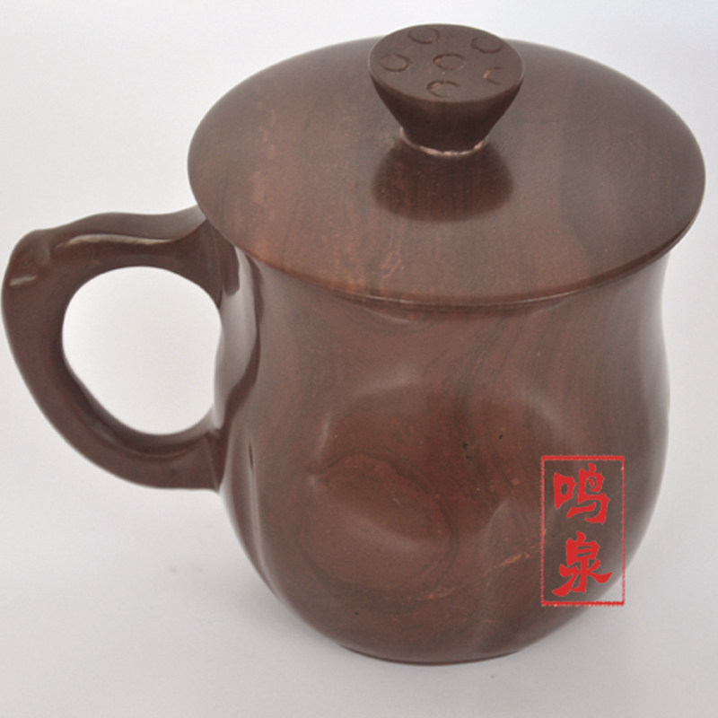 鸣泉石杯木鱼石杯子木鱼石水杯茶杯办公把手杯子木鱼石茶具茶壶