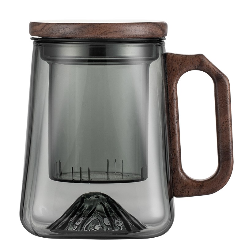 左茗右器耐热玻璃杯茶水分离防烫泡茶杯办公室水杯男士过滤喝水杯