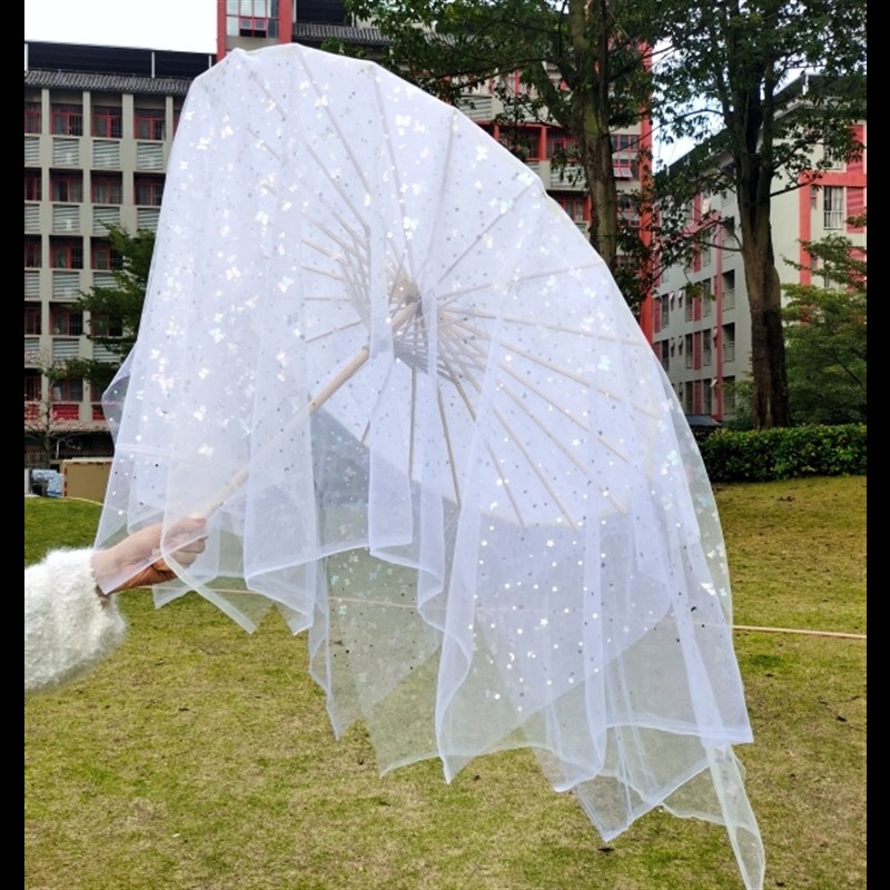 龙吟九州薄纱仙气古风舞蹈伞带纱舞龙走秀伞道具伞鱼跃龙门油纸伞