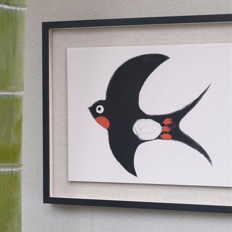 燕归报喜挂画燕子好寓意新中式画中古风儿童房小众卡通艺术装饰画