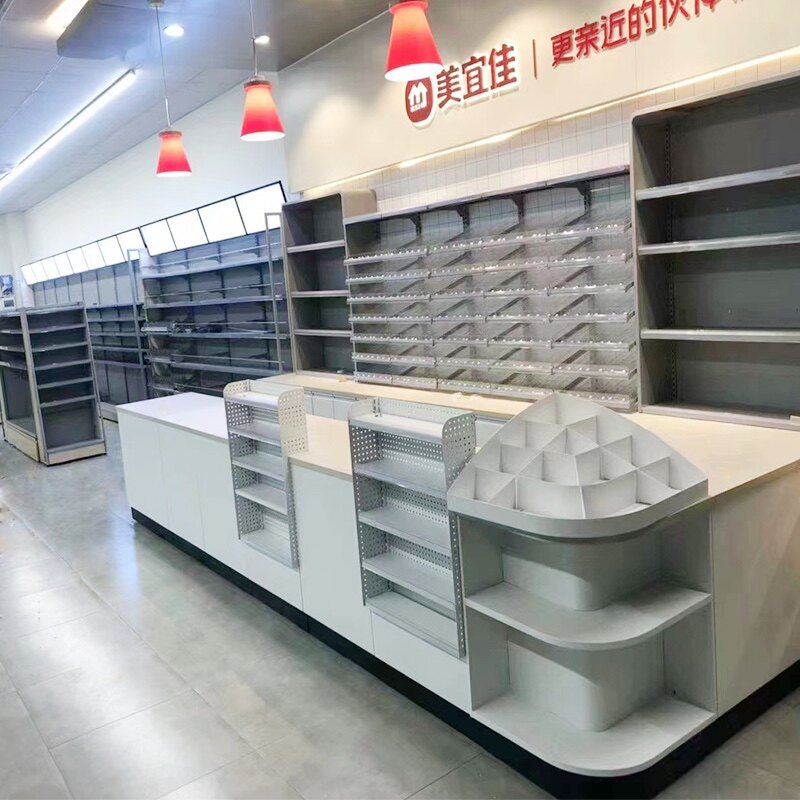 美宜佳5.0款收银台烟酒柜组合便利店超市展架移动简约大容量收纳图片