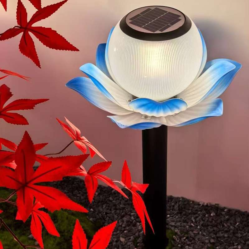 太阳能地插荷花灯池塘水漂灯太阳能荷花灯工程公园庭院景观莲花灯