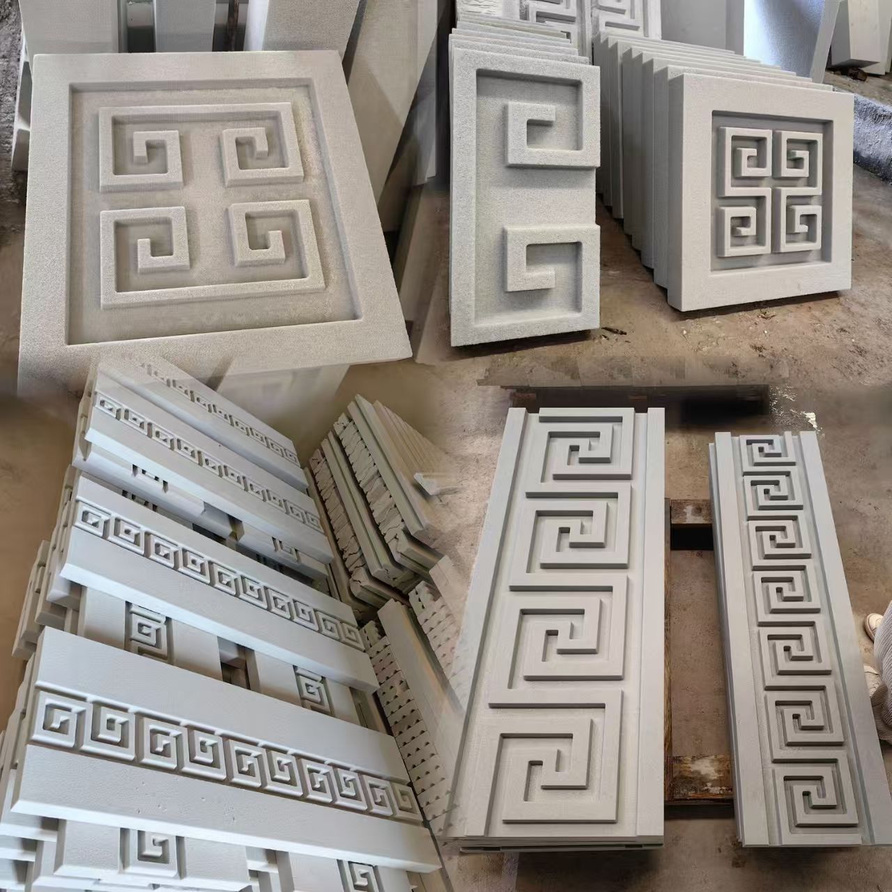 中式回纹外墙浮雕花发泡陶瓷窗套线万字纹浮雕影背墙柱子浮雕