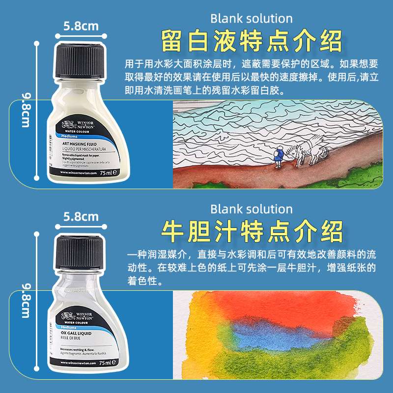 温莎牛顿水彩留白液水彩画工具专用留白胶颜料遮盖液遮挡白色墨水
