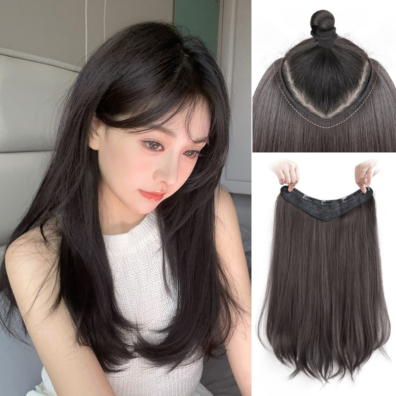 假发片一片式u型微卷假发女长发中长发直发增发量蓬松接发片贴片