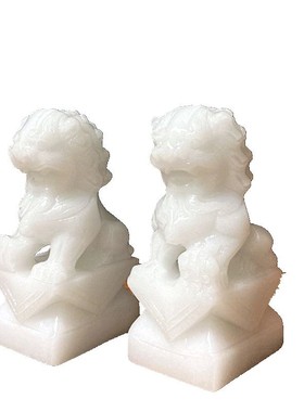 天然玉石狮子摆件一对北京狮子客厅家居门口镇宅动物装饰乔迁礼品