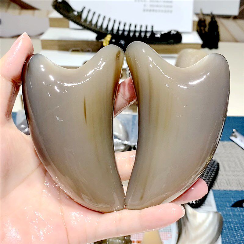 白水牛角刮痧板面部瘦脸拨筋棒脸部眼部美容刮脖子按摩肩颈刮脸板