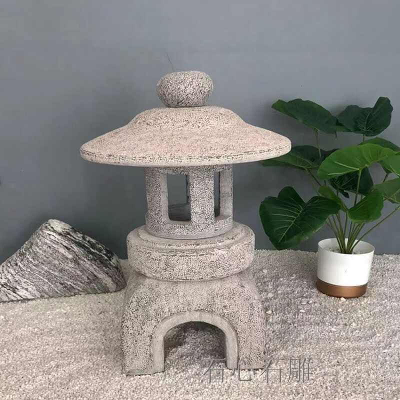 石灯笼日式庭院石灯青石仿古电石灯户外花园草坪灯天然石雕摆件