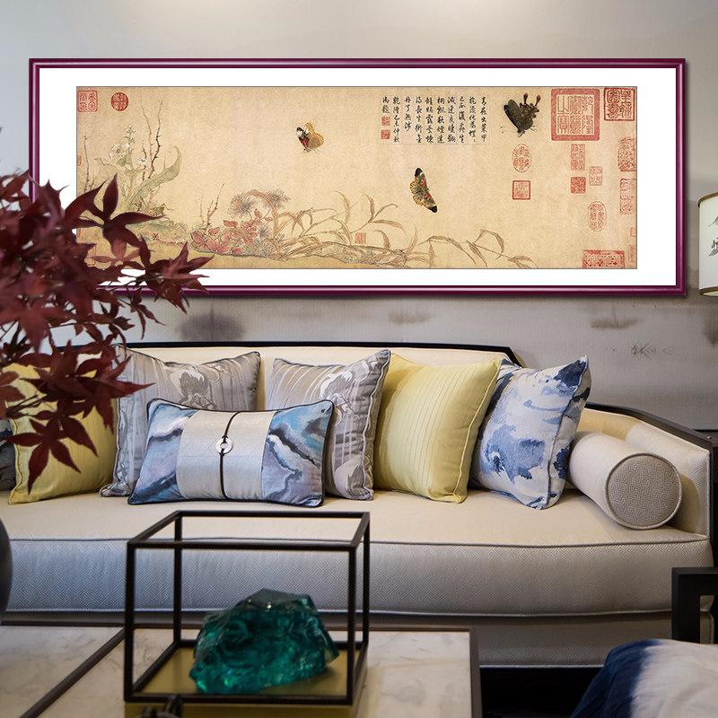 国画写生蛱蝶图新中式客厅餐厅装饰画沙发背景墙壁画卧室床头挂画