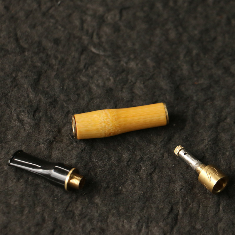 实心竹纯手工精工制作铜制烟嘴抽烟道具把件把玩收藏竹工艺品竹器