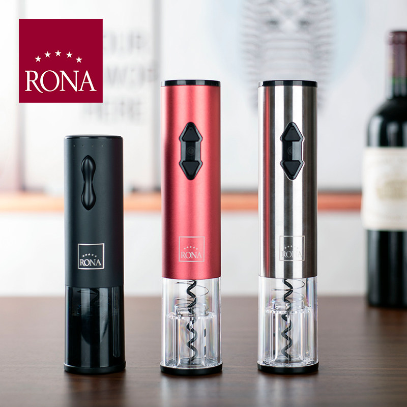RONA电动开瓶器 红酒启瓶器家用不锈钢全自动葡萄酒开酒器彩盒装