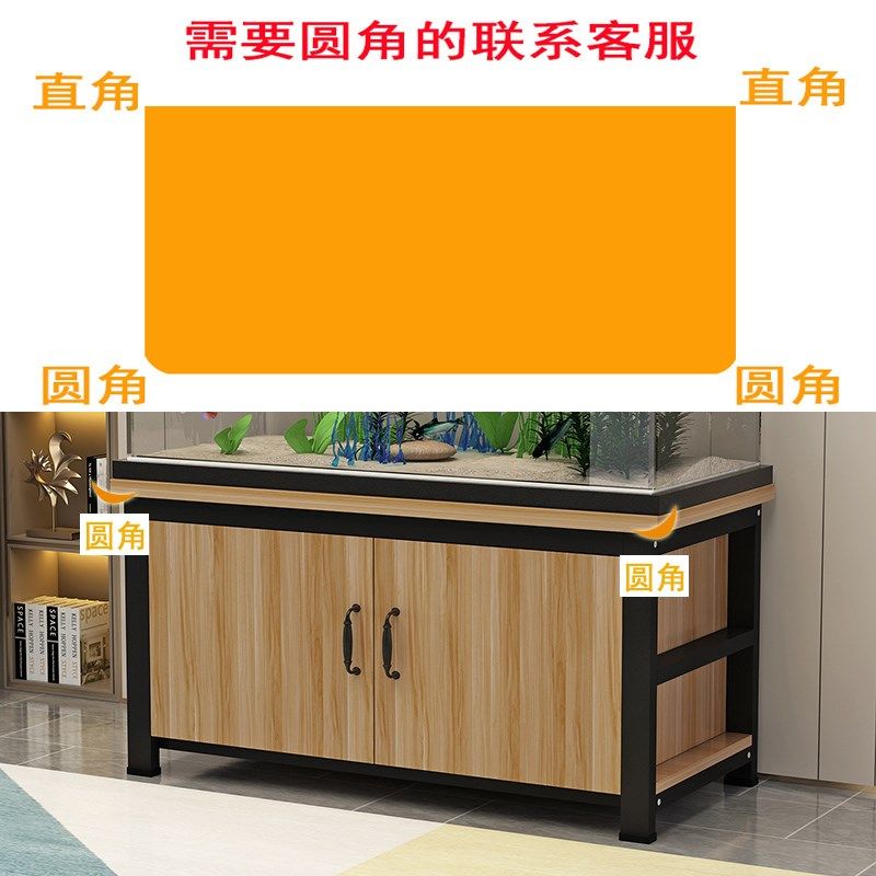 鱼缸底柜实木颗粒封闭铝合金承重柜子专用水族箱龟缸底座鱼缸架子图片