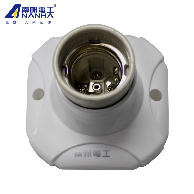 南帆C-002 灯座瓷头螺口平灯座底座方形 E27罗口灯口陶瓷灯座灯头图片