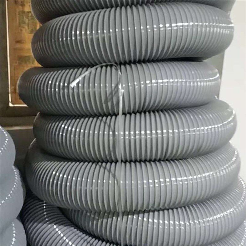 PVC灰色吸尘钢丝软管 塑料伸缩波纹管工业木工机械吸尘通风管100