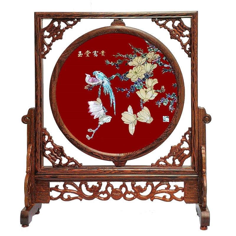 新款扬州漆器纯手工彩螺钿摆件工艺品教师节商务文化中秋节日礼品