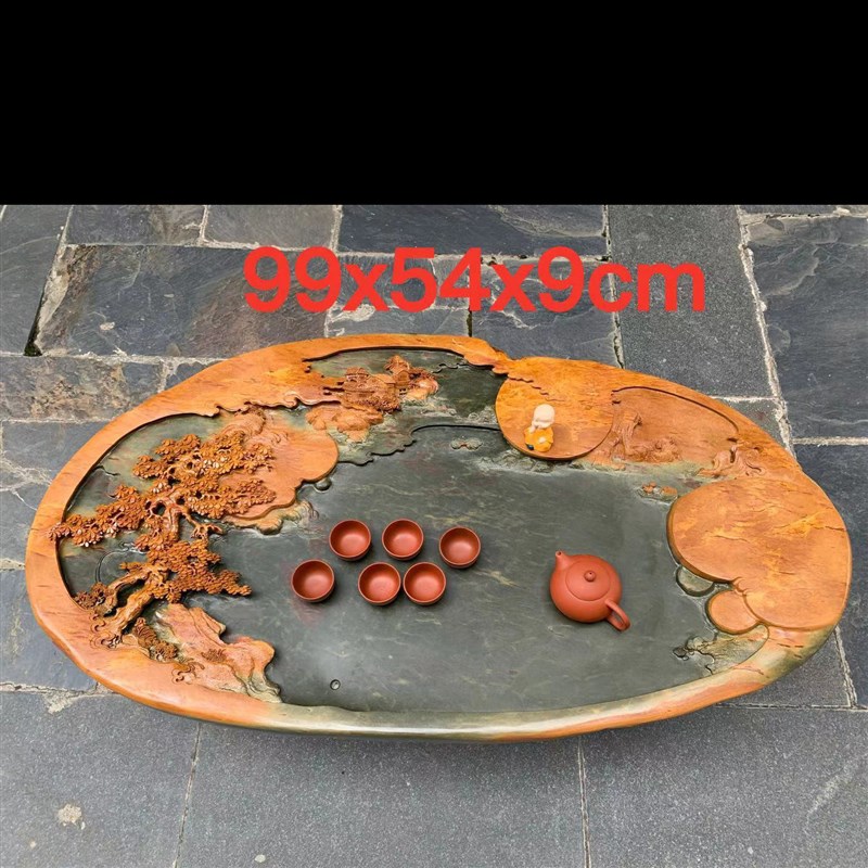 端石茶盘肇庆厂家精品绿端紫端宋坑梅花天然原石家用功夫茶台茶海