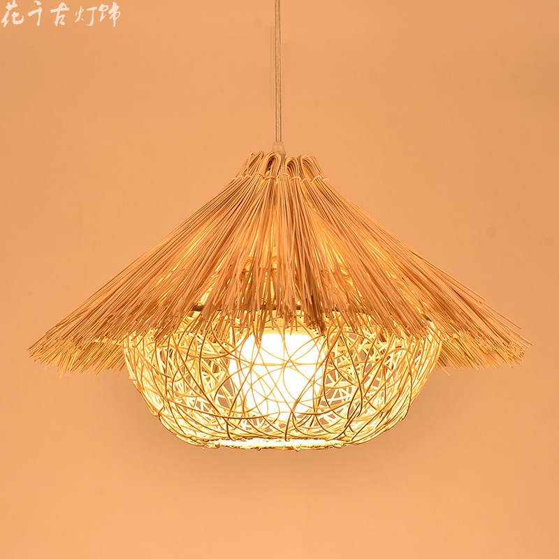 中式复古藤艺田园日式吊灯餐厅咖啡屋火锅店编织鸟笼茶楼吧台吊灯