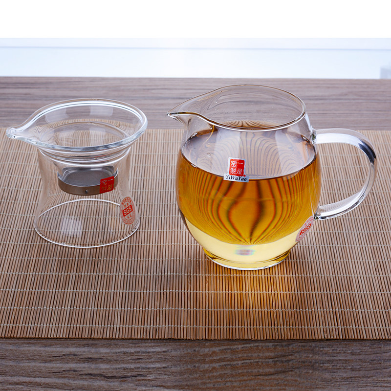 一屋窑耐热玻璃公道杯茶漏套装分茶器茶海功夫茶具热牛奶无气泡
