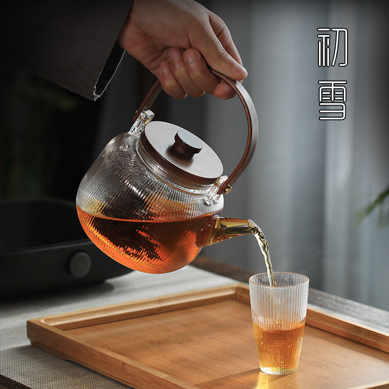 玻璃蒸煮茶壶日式电陶炉专用煮茶器烧水提梁壶泡茶透明耐高温茶具